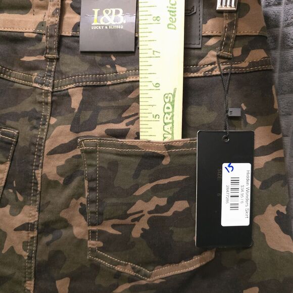 Y2K Camo Denim Jean Skirt Sz6 28W Pockets Grunge Punk Western Rock Baddie Street - Picture 6 of 16